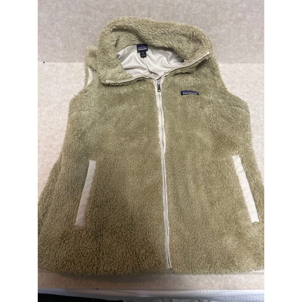 Patagonia Los Gatos Fleece Vest Womens XL Sage Green Full Zip High Pile Soft